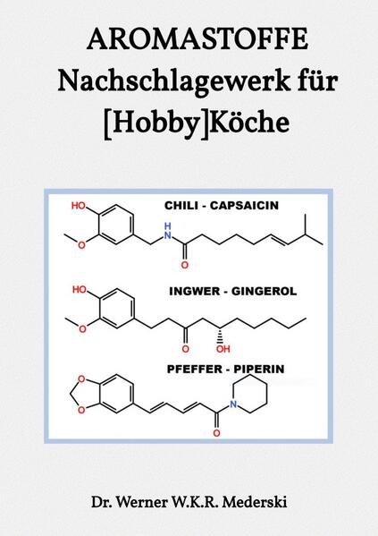 In tabellarischer Form werden Aromastoffe nach Namen, Eigenschaften wie Geruch und/oder Geschmack, sowie Molekülstruktur vorgestellt. Daneben werden sämtliche Nahrungsmittel allgemein näher charakterisiert