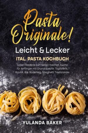 Pasta Originale! Leicht & Lecker Nudeln lassen sich dank der internationalen Küche heute in vielen unterschiedlichen Geschmackssorten erwerben. Frisch aus dem Kühlregal, getrocknet oder tiefgefroren gibt es Teigtaschen, Maultaschen und andere leckere Gerichte. Doch nur selbstgemacht ist es doch die wahre Kunst. Nudeln selbst zu machen klingt nach viel Arbeit und einer großen Anschaffung in puncto Küchengeräte. Doch dem ist nicht so, denn+ die meisten Nudelrezepte basieren auf einem einfachen Grundrezept. Mehl und Eier oder auch Wasser spielen dabei meist eine Rolle. In diesem Buch soll es nun um die Nudel-Vielfalten dieser Welt gehen. Ob in China, Indien oder Deutschland, die Nudel ist und bleibt eine beliebte Speise. Mit diesem Buch möchte ich Dir nun aufzeigen, welche Nudelsorten es gibt, wie man diese herstellt und optimiert und welche leckeren Nudelgerichte mit selbstgemachten Nudeln gezaubert werden können. Außerdem stelle ich Dir ein paar internationale Nudelgerichte vor, die etwas neuen Schwung in Deine Küche bringen werden. Ob gefüllt, pur oder mit einer leckeren Soße, Nudeln werden demnächst garantiert auch Deinen Alltag bestimmen. Ich wünsche Dir nun viel Spaß beim Ausprobieren und beim Experimentieren. Viel Freude mit dem Buch und vor allem den Rezepten. Guten Appetit & bleib gesund. Deine Yulanda Baker, leidenschaftliche Köchin