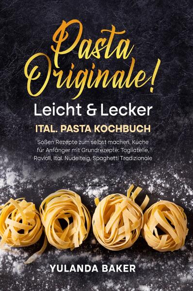 Pasta Originale! Leicht & Lecker Nudeln lassen sich dank der internationalen Küche heute in vielen unterschiedlichen Geschmackssorten erwerben. Frisch aus dem Kühlregal, getrocknet oder tiefgefroren gibt es Teigtaschen, Maultaschen und andere leckere Gerichte. Doch nur selbstgemacht ist es doch die wahre Kunst. Nudeln selbst zu machen klingt nach viel Arbeit und einer großen Anschaffung in puncto Küchengeräte. Doch dem ist nicht so, denn+ die meisten Nudelrezepte basieren auf einem einfachen Grundrezept. Mehl und Eier oder auch Wasser spielen dabei meist eine Rolle. In diesem Buch soll es nun um die Nudel-Vielfalten dieser Welt gehen. Ob in China, Indien oder Deutschland, die Nudel ist und bleibt eine beliebte Speise. Mit diesem Buch möchte ich Dir nun aufzeigen, welche Nudelsorten es gibt, wie man diese herstellt und optimiert und welche leckeren Nudelgerichte mit selbstgemachten Nudeln gezaubert werden können. Außerdem stelle ich Dir ein paar internationale Nudelgerichte vor, die etwas neuen Schwung in Deine Küche bringen werden. Ob gefüllt, pur oder mit einer leckeren Soße, Nudeln werden demnächst garantiert auch Deinen Alltag bestimmen. Ich wünsche Dir nun viel Spaß beim Ausprobieren und beim Experimentieren. Viel Freude mit dem Buch und vor allem den Rezepten. Guten Appetit & bleib gesund. Deine Yulanda Baker, leidenschaftliche Köchin