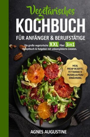 All in One: Die große vegetarische XXL Fibel. Liebe Leser, ich freue mich, dass Sie sich für mein 2in1 Kochbuch & Ratgeber entschieden haben und möchte mich ganz herzlich bei Ihnen bedanken Dieses Buch ist ein Geschenk an alle, die sich mit der vegetarischen Ernährung beschäftigen und keine Lust haben, lange in der Küche zu stehen oder Zutaten suchen zu müssen. Die Zutaten in diesem Buch sind völlig leicht & simpel zu finden und Preiswert. Ohne komplizierte Zubereitungen und dennoch ein Genuss. Diese und weitere Gründe haben mich dazu bewegt dieses Buch zu schreiben und Ihnen diese Informationen als Mehrwert anbieten zu können. Lassen Sie mich eine Einführung mit den wichtigsten Punkten und interessanten Fakten präsentieren. Ob für Singles, oder die ganze Familie, hier ist für jeden etwas dabei. Kleine Einblicke in das Buch, diese Bereiche erwarten Sie •Vegetarische Grundbasics •Vegetarische Ersatzprodukte •Grundrezepte •Gluten-Laktose freie Rezepte •Gesunde „Fast-Food“ Rezepte •Meal-Preap Rezepte Bonusteil: •Muskelaufbau mit veganer Ernährung •Abnehmen ohne Hunger •Ausdauersport •Yoga •Tipps & Tricks Lasse Sie sich überraschen, was dieses magische Buch alles zu bieten hat. In meinem Buch finden Sie mehr als genug Rezepte, die das Leben versüßen und auch ebenfalls für herzhaften Genuss und großartige Gaumenfreuden sorgen. Wir wünschen Ihnen viel Spaß beim Ausprobieren der Rezepte und hoffen Sie können die gewonnene Zeit sinnvoll nutzen. Herzlichst, Ihre Agnes Augustine.