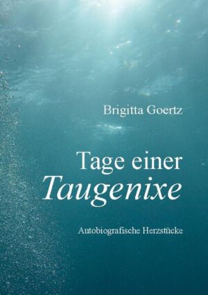 Brigitta Goertz gibt uns in ihren Memoiren "Tage einer Taugenixe" posthum einen tiefen Einblick in ihre ganz persönliche, unverstellte Lebensbilanz! Sie nimmt uns mit auf einige Reisen, Spanien, Argentinien, Kanada, sinniert über bekannte Persönlichkeiten wie Alexander Solschenizyn, Marcel Reich-Ranicki oder reflektiert in großer Vielfalt zahlreiche Ereignisse auf den verschiedenen Stationen ihres Lebens. Dafür findet sie einen ihr ganz eigenen Ausdruck in zahllosen Metaphern, liebevollen Euphemismen und eigenwilligen Wortschöpfungen. Sei es mit wenigen, schonungslosen Worten ihre labile Gesundheit zu beschreiben: "ächzet das Dach, zittert das Zelt, sind Schindeln locker, Planen nicht dicht". Mit "das Sehen des Wassers von Innen" erweckt sie die unglaubliche Schönheit ihrer kindlichen Leidenschaft für das Tauchen im Fluß zu Füßen des Schlosses zum Leben. Sie findet auch Worte für den Terror des NS-Regimes, unter dem sie und ihre ältere Schwester in den späten Kriegsjahren im Internat litten: "Imma, weiß geworden wie der Stamm einer Birke...". Und, schlussendlich, das Innehalten in ihren letzten Lebensjahren: "...ich bin 83!"