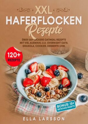 Dieses Haferflocken Rezeptbuch ist voll von köstlichen, leicht zuzubereitenden Rezepten! Mit über 120+ Gerichten zur Auswahl, finden Sie in diesem Kochbuch bestimmt das, wonach Sie suchen... Hafer ist unglaublich nahrhaft... Die Nährstoffzusammensetzung von Hafer ist sehr ausgewogen. Er ist eine gute Quelle für Kohlenhydrate und Ballaststoffe, einschließlich des starken Ballaststoffs Beta-Glucan. Er ist auch eine gute Quelle für hochwertiges Eiweiß mit einem ausgewogenen Anteil an essenziellen Aminosäuren. Hafer ist reich an wichtigen Vitaminen, Mineralien und antioxidativen Pflanzenstoffen. Haferflocken sind sehr sättigend und können beim Abnehmen helfen - Abnehmen mit Haferflocken Haferflocken (Porridge) sind nicht nur ein köstliches Frühstücksessen, sondern auch sehr sättigend. Der Verzehr von sättigenden Lebensmitteln kann Ihnen helfen, weniger Kalorien zu sich zu nehmen und Gewicht zu verlieren. Indem das Beta-Glucan in Haferflocken die Entleerung des Magens verzögert, kann es das Sättigungsgefühl steigern. (mehr Tipps finden Sie im Haferflocken Buch) Sie sind auf der Suche nach … ✅ Vorteilen rund um das Thema Haferflocken ✅ Den richtigen Zutaten für leckere Haferflocken Rezepte ✅ 120+ leckeren Rezepten (u.a. Granola, Overnight Oats, Desserts uvm.) ✅ Spaß und Freude Neues zu probieren Leckere Gerichte und gute Anhaltspunkte gefällig? Dann greifen Sie jetzt zu!