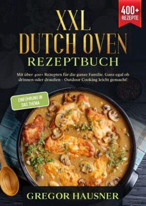 Das große Dutch Oven Kochbuch - 400+ leckere Dutch Oven Rezepte für die Outdoor Küche. Camping Rezepte am Lagerfeuer, für unterwegs oder einfach Zuhause. · Kreativ und abwechslungsreich kochen? · Ein ganz besonderes Outdoor-Erlebnis? · Deine Freunde, Familie, Bekannten begeistern? · Experte mit deinem Dutch Oven werden? Sie finden hier die besten und leckersten Rezepte, die sowohl Anfänger leicht zubereiten können, aber für ebenso Profi-Köche interessant sind. Mit diesem Buch kann jeder sein Outdoor-Erlebnis zu einer ganz besonderen Erfahrung machen. Ob Vegetarier, Veganer oder Fleischesser. Hier findet jeder ein passendes Rezept für ein schmackhaftes Gericht! Der Dutch Oven hat einiges zu bieten. Egal ob am Lagerfeuer, am Campingplatz oder zuhause im Garten. Der Dutch Oven kann überall hin mitgenommen werden, ist ganz einfach zu bedienen und zaubert die unterschiedlichsten und leckersten Speisen. Alles was ein normaler Ofen kann, kann auch der Dutch Oven. Allerdings bietet er noch viel mehr. Denn backen, garen, kochen und braten ist auch kein Problem. Das erwartet Dich in diesem Buch: ★ Einführung ★ Was ist ein Dutch Oven ★ Dutch Oven auf der ganzen Welt ★ Vorteile die der Dutch-Oven mit sich bringt ★ So pflegen Sie einen Dutch-Oven ★ Eigenschaften des Dutch Oven’s ★ Jede Menge leckerer Rezepte (Frühstück, Brote, Fleisch, Fisch, Snacks, Desserts uvm.)