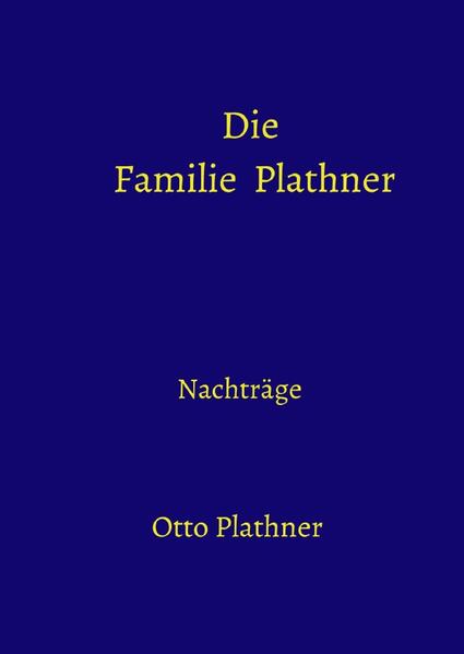 Dies ist der zweite Teil der von Otto Plathner im Jahre 1866 herausgegebenen Chronik "Die Familie Plathner". Er enthält den von Otto Plathner noch selbst verantworteten Nachtrag von 1874, sowie den posthum erschienen Nachtrag von 1905 und weitere Ergänzungen, die in den "Mitteilungen der Familie Plathner" vom Dezember 1933 erschienen sind. Der erste Teil ist unter der ISBN 9783757511944 erschienen.