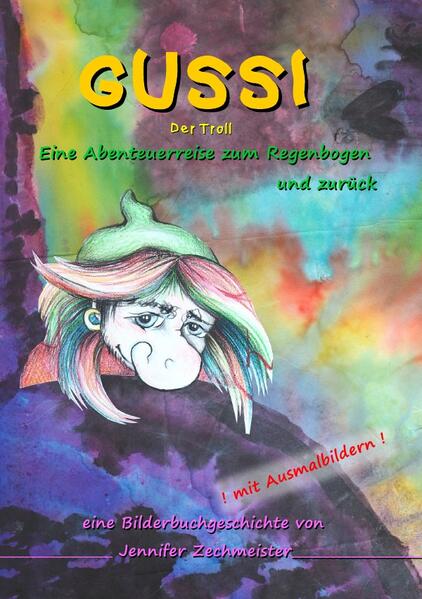 Die Bilderbuchgeschichte "Gussi der Troll eine Abenteuerreise bis zum Regenbogen und zurück" handelt von einem (traurigen) Troll, der seine Farben verloren hat und einem Kind das ihm hilft, diese wieder zu finden. Gemeinsam erleben sie ein kleines Abenteuer, begegnen anderen Trollen und werden Freunde. Es geht um Neugierde, Trauer, Freundschaft, Farbe, Freude und natürlich Abenteuer Das Buch enthält viele farbige Illustrationnen, welche die Fantasie anregen. Am Buchende gibt es GussiAusmalbilder Altersempfehlung: 4 99 Jahre