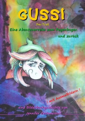 Die Bilderbuchgeschichte "Gussi der Troll eine Abenteuerreise bis zum Regenbogen und zurück" handelt von einem (traurigen) Troll, der seine Farben verloren hat und einem Kind das ihm hilft, diese wieder zu finden. Gemeinsam erleben sie ein kleines Abenteuer, begegnen anderen Trollen und werden Freunde. Es geht um Neugierde, Trauer, Freundschaft, Farbe, Freude und natürlich Abenteuer Das Buch enthält viele farbige Illustrationnen, welche die Fantasie anregen. Am Buchende gibt es GussiAusmalbilder Altersempfehlung: 4 99 Jahre