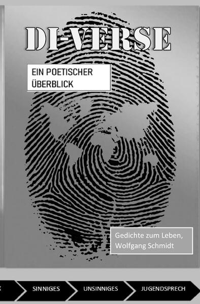 DI-VERSE - So unterschiedlich wie ein Fingerprint sind hier die Kategorien und Themen. Der Autor, Baujahr 1951, seinerzeit inspiriert vom großen Philosophen Heinz Erhard, versucht hier seine zweite Auskopplung aus seinem eigenen Werk. Der rote Faden des ersten Gedichtbandes RE-VERSE durchlief seinerzeit die verschiedenen Phasen des Daseins. Hier sind nun vom großen Rest des Schaffens lohnende ‚Diversen‘, zu finden, so unterschiedlich wie ein Fingerprint sind dabei die Themen. Auch hier wird wieder versucht, eine passende Bebilderung selbst zu schaffen. Die Themenbereiche sind: Socials