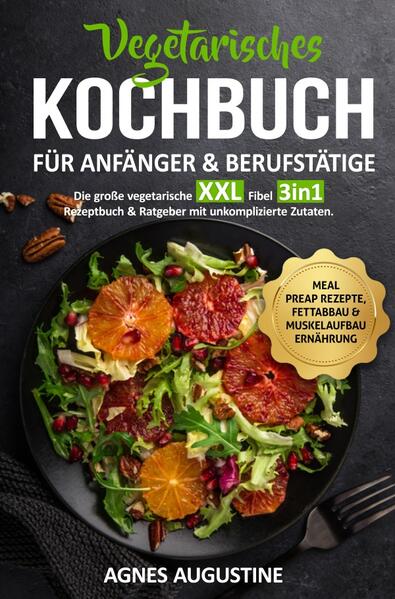 All in One: Die große vegetarische XXL Fibel. Liebe Leser, ich freue mich, dass Sie sich für mein 2in1 Kochbuch & Ratgeber entschieden haben und möchte mich ganz herzlich bei Ihnen bedanken Dieses Buch ist ein Geschenk an alle, die sich mit der vegetarischen Ernährung beschäftigen und keine Lust haben, lange in der Küche zu stehen oder Zutaten suchen zu müssen. Die Zutaten in diesem Buch sind völlig leicht & simpel zu finden und Preiswert. Ohne komplizierte Zubereitungen und dennoch ein Genuss. Diese und weitere Gründe haben mich dazu bewegt dieses Buch zu schreiben und Ihnen diese Informationen als Mehrwert anbieten zu können. Lassen Sie mich eine Einführung mit den wichtigsten Punkten und interessanten Fakten präsentieren. Ob für Singles, oder die ganze Familie, hier ist für jeden etwas dabei. Kleine Einblicke in das Buch, diese Bereiche erwarten Sie •Vegetarische Grundbasics •Vegetarische Ersatzprodukte •Grundrezepte •Gluten-Laktose freie Rezepte •Gesunde „Fast-Food“ Rezepte •Meal-Preap Rezepte Bonusteil: •Muskelaufbau mit veganer Ernährung •Abnehmen ohne Hunger •Ausdauersport •Yoga •Tipps & Tricks Lasse Sie sich überraschen, was dieses magische Buch alles zu bieten hat. In meinem Buch finden Sie mehr als genug Rezepte, die das Leben versüßen und auch ebenfalls für herzhaften Genuss und großartige Gaumenfreuden sorgen. Wir wünschen Ihnen viel Spaß beim Ausprobieren der Rezepte und hoffen Sie können die gewonnene Zeit sinnvoll nutzen. Herzlichst, Ihre Agnes Augustine.