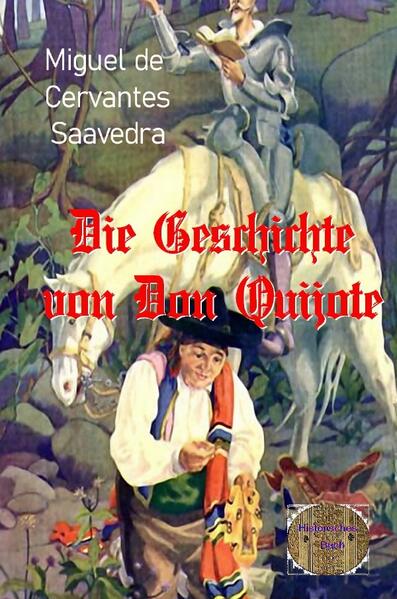 Don Quijote ist ein seinen Ritterromanen verfallener Leser, der unfähig erscheint, zwischen Dichtung und Wirklichkeit zu unterscheiden. Er hält sich für einen stolzen Ritter auf Âventiure, der seine Angebetete Dulcinea del Toboso für sich gewinnen will. Hierfür steigt er auf sein klappriges Pferd Rosinante und besteht zahlreiche Abenteuer, begleitet von seinem treuen Schildknappen Sancho Panza. Meist enden die Episoden damit, dass Don Quijote durch rohe Gegner verprügelt wird, jedoch gegen Unschuldige wenig ruhmreich als „Ritter von der traurigen Gestalt“ siegt. Auf seiner Flucht vor dem alarmierten Ritterorden sucht er Schutz in der Sierra Morena und trifft auf den liebeskranken Büßer Cardenio, der seine Angebetene Lucinda an seinen besten Freund Fernando verloren hat. Panza gelangt durch einen Botendienst zum Pfarrer und zum Barbier, die einen Plan zur Rettung seines Herrn aushecken. Don Quijote wird schließlich in einem Holzkäfig nach Hause transportiert. Im zweiten Teil ist der Landadelige Don Quijote eine literarische Berühmtheit geworden und besteht mit Panza neue Abenteuer, zuerst freiwillig, später als Gast eines Herzogpaares, das sich an der Verrücktheit des vermeintlichen Ritters und seines Knappen erfreut. Don Quijote, der seine Dulcinea vergebens sucht, kehrt nach einem Zweikampf als geschlagener Ritter in sein Dorf zurück. Dort erkennt der Todkranke seinen Irrtum an und stirbt. Nach der englischen Ausgabe übersetzt.