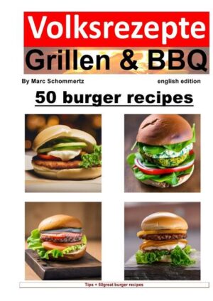 Welcome to my book "50 Burger Recipes" from the book series "Grilling and BBQ People's Recipes". My name is Marc Schommertz and I am not only a passionate author, but also an enthusiastic hobby cook. In this book, I would like to present you with a variety of delicious burger grill recipes that have been specially developed for the grill. Burgers have become a true icon of international cuisine over the last few decades. Originally created in the USA, burgers have now spread all over the world and are now an integral part of any good meal plan. But what makes a good burger? What are the differences between the different types of burgers? And how can we round off our burgers perfectly with the right toppings, sauces and toppings? The main part of this book consists of 50 varied grilling recipes that have been specially developed for the grill. Here you will find classic burgers such as the cheese burger and the BBQ bacon burger, but also creative variations such as the mushroom Swiss burger or the guacamole burger. Each recipe is explained in detail and includes all the ingredients and steps needed to prepare the perfect burger. I hope this book will help you expand your cooking skills and discover new flavors on the grill. Whether you are a seasoned grill master or just taking your first steps in the world of grilling, Burger Recipes will provide you with a wealth of ideas and inspiration. I hope you enjoy reading and trying out the recipes. Be amazed by the flavors and combinations and enjoy the world of grilled burgers!