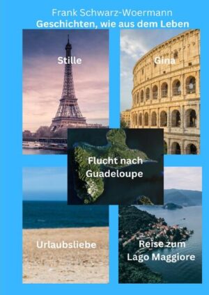 In diesem Buch finden Sie 5 unterschiedliche Geschichten. Stille: André fühlt sich in Deutschland nicht mehr wohl und so beschließt er einen Neustart in Paris. Wird er dort sein Glück und seine Liebe finden? Flucht nach Guadeloupe: Aus anfänglichen Schwierigkeiten wird eine große Liebe. Alles ist sehr harmonisch. Doch eines Tages schlägt die Liebe um in Haß und es gibt nur noch einen Weg. Die Flucht. Doch wie wird es Enden? Gina: Ein Mädchen vom Lande kommt in die Metropole nach Rom. Zunächst um zu arbeiten und Geld zu verdienen. Doch ihr Ziel ist es Modell zu werden. Wird sich ihr Traum erfüllen? Urlaubsliebe: In einem Urlaub in Spanien lernen sich Amelie und Jan kennen. Sie verlieben sich ineinander und bleiben auch nach dem Urlaub noch zusammen. Doch dann ist Amelie schwanger. Wird nun ihre Liebe fortbestehen und gefestigt? Reise zum Lago Maggiore: Marcus reist mit dem Zug von Kiel nach Stresa um auszuspannen und klare Gedanken fassen zu können. Dann tritt Sissi in sein Leben. Wird sich nun alles ändern?