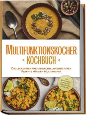 Multifunktionskocher-Rezeptbuch: Vielfältige, nahrhafte und unvergleichlich leckere Köstlichkeiten aus dem unkomplizierten Alleskönner Zum Kochen fehlt Ihnen eigentlich die Zeit, vor dem Abwasch graut Ihnen ohnehin, Küchenerfahrung ist Fehlanzeige und trotzdem träumen Sie davon, jeden Tag schmackhaftes und selbstgemachtes Essen auf dem Tisch zu haben? Das geht! Und zwar mit dem unschlagbaren Team aus Multifunktionskocher und diesem Kochbuch - für abwechslungsreichen Genuss in jeder Lebenslage. Ein Multifunktionskocher sollte in keiner Küche fehlen, die mit Alltagsstress zu kämpfen hat: Denn das Gerät nimmt Ihnen allerhand Arbeit ab, überwacht selbstständig Druck, Temperatur und Zeit, lässt sich sogar im Voraus programmieren und ist die ideale Lösung für Spülmuffel. Darüber hinaus werden Gerichte aller Art mühelos und gelingsicher auf den Teller gezaubert, das schonende Garen erhält wertvolle Inhaltsstoffe und Geschmack und sogar Joghurt lässt sich damit unkompliziert herstellen. Um aus diesem Allround-Talent das Maximum herauszuholen, finden Sie hier eine Riesenauswahl an Rezepten, die mit Frühstücksideen, Suppen, Snacks und Salaten, Hauptgerichten und sogar Desserts und Backwerk Fleischliebhaber, Fischfans, Veggies, Naschkatzen und Gesundheitsbewusste gleichermaßen glücklich macht. Ist die Bedienung kompliziert? Ganz im Gegenteil! Der Multifunktionskocher ermöglicht auch ungeübten Köchen vom ersten Versuch an kulinarische Top-Ergebnisse und die kinderleichten Schritt-für-Schritt-Rezepte sorgen für müheloses Gelingen. Mit zusätzlichen Tipps und Tricks rund um Modellauswahl, Zubehör, Reinigung und Verwendung wird die „Mission Multifunktionskocher“ auf Anhieb ein voller Erfolg! Frühstück & Brote: Zitronen-Heidelbeer-Frühstückskuchen, Eier-Muffins, Rosmarin-Oliven-Brot oder 6-Korn-Brot eignen sich perfekt zum Tagesstart oder für die Brotzeit. Für den kleinen Hunger: Mit Suppen, Salaten und Snacks wie Apfel-Butternut-Suppe, Kartoffel-Kohlrabi-Eintopf, Quinoa-Salat oder Nachos haben Sie jederzeit eine köstliche Kleinigkeit parat. Perfekt abgerundet: Saucen, Dips & Co. wie Rhabarber-Erdbeer-Sauce, Artischocken-Spinat-Dip, Paprikasauce oder Apfelbutter verleihen Ihren Schlemmereien das gewisse Etwas. Hauptgerichte mit Fleisch & Fisch: Pulled Beef, Honighähnchen, Jambalaya oder Thunfisch-Kartoffel-Eintopf machen unkompliziert auch große Tischrunden satt. Nicht nur für Veggies: Vegetarisch-vegane Multifunktionskocher-Hits wie Pilzpüree mit Süßkartoffeln, Gemüse-Curry-Reis, Burrito-Bowl oder Pilznudeln schmecken der ganzen Familie. Süße Leckereien: Mit Martini-Espresso-Törtchen, Zitronencreme, Fruchtsaft oder Limoncello gönnen Sie sich kleine Genussmomente im Alltag. Dieses Kochbuch sorgt für maximalen Geschmack bei minimalem Aufwand und macht leckere Vielfalt zum Kinderspiel. Mit den zusätzlichen Rezepten im Bonusteil können Sie außerdem ganz einfach selbst Joghurt herstellen und Ihre Lieben mit Köstlichkeiten wie Schokoladenjoghurt oder Quark verwöhnen.