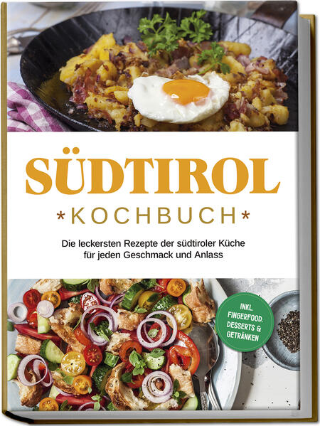 Rezepte aus Südtirol: Herzhaft-unkomplizierte Schlemmervielfalt aus der norditalienischen Genuss-Region Legendäre mediterrane Köstlichkeiten und deftige Alpenküche zugleich - das klingt zu lecker, um wahr zu sein? Dann wird hier ein kulinarischer Traum für Sie wahr! Denn die Südtiroler Küche bietet Ihnen das Beste aus beiden Genusswelten und mit diesem Rezeptbuch holen Sie sich die Schlemmereien ganz einfach nach Hause. Die österreichischen Alpen im Rücken und der Blick Richtung südliches Italien: Das ist Südtirol, die märchenhafte Urlaubsregion, die von beiden Seiten das Beste hat. Und das gilt auch in kulinarischer Hinsicht, denn in den Südtiroler Küchen finden Sie deftig-alpine Leckereien ebenso wie herrlich mediterranes Olivenöl, und dieses Buch zeigt Ihnen, welch einzigartige Genüsse Sie damit auf den Tisch zaubern können. Lokale Spezialitäten wie Bergkäse, Speck, Äpfel oder Wein kreieren eine ganz besondere Aromenvielfalt und bieten Fleischfreunden, Fischliebhabern, Veggies und Süßschnäbeln gleichermaßen eine große Auswahl an Genuss. Ob deftig oder leicht, Vorspeise oder Hauptgericht, verführerische Süßspeise oder raffinierte Getränke, in diesem Buch finden Sie reichlich Rezepte für jeden Anlass und Geschmack. Klappt das auch hierzulande? Na klar! Denn die benötigten Zutaten sind alles andere als exotisch und dank der einfachen Zubereitungsanleitungen gelingen die Gerichte auch Ungeübten auf Anhieb. Südtiroler Frühstück: Mit Südtiroler Speckbrot, Striezel, Milchreis Südtiroler Art oder Topfenstrudel starten Sie voller Energie in den Tag. Für den kleinen Hunger: Ob als Vorspeise, Snack oder leichte Mahlzeit, mit landischem Gemüsesalat, Leberknödelsuppe, Schlutzkrapfen-Eintopf oder Vingersch Paarl-knusprigem Fladenbrot bringen Sie jederzeit Südtirol-Flair in Ihren Alltag. Deftiges mit Fisch & Fleisch: Zanderfilet mit Kartoffel-Kürbis-Püree, Lachs-Carpaccio, Südtiroler Hühnchenkeule oder Brasato di Manzo-Rinderrouladen machen auf traditionell-geschmackvolle Art so richtig satt. Veggie-Leckereien: Vegetarier und Veganer kommen bei Spinatknödeln mit Parmesan, Lagrein-Rotwein-Nudeln, Risotto mit frischen Kräutern oder Südtiroler Käseknödeln voll auf ihre Kosten. Besonderer Genuss: Desserts und Getränke wie Marillenknödel, Buchteln, traditioneller Alpenkräutertee oder Apfelmost schenken einzigartige Genießermomente. Mit diesen Rezepten kommt Urlaubs-Leichtigkeit in Ihrer Küche auf und Sie verwöhnen die ganze Familie mit Schlemmereien aus dem Norden Italiens. Ob Sie begeisterter Südtirol-Reisender sind, sich schon einmal auf Ihren nächsten Urlaub einstimmen möchten oder einfach die unschlagbare Kombination aus mediterraner und alpiner Küche kennenlernen möchten - hier werden Sie in jedem Fall fündig!