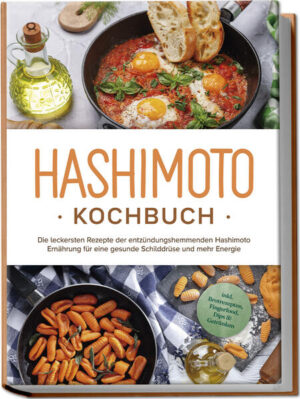 Hashimoto-Kochbuch: Mit perfekt zugeschnittener, ausgewogener und unschlagbar leckerer Ernährung Genuss und Wohlbefinden zugleich erleben Sie haben eine Hashimoto-Thyreoiditis-Diagnose erhalten und gucken jetzt ratlos in den Kühlschrank? Sie wollen Ihre Gesundheit mit optimaler Ernährung unterstützen, wissen aber nicht genau, wie? Auf Genuss und Geschmack möchten Sie dabei jedenfalls nicht verzichten müssen? Dann ist dieses Kochbuch Ihr perfekter Verbündeter! Schwitzen, Herzrasen, Gewichtsverlust, Durchfall, Erschöpfung, Gewichtszunahme, depressive Verstimmung und viele weitere Symptome: Die Entzündung der Schilddrüse kann im Verlauf der Erkrankung eine Vielzahl an Beschwerden mit sich bringen, die die Lebensqualität erheblich einschränkt. Doch zum Glück ist das kein unausweichliches Schicksal, denn neben passender medizinischer Behandlung steht Betroffenen mit gezielter Ernährungsumstellung eine wirksame Methode zur Verfügung, selbst für das Wohlbefinden aktiv zu werden. Dieses Buch präsentiert Ihnen eine Riesenauswahl an leckeren Rezepten, deren Inhaltsstoffe perfekt auf Ihre besonderen Bedürfnisse zugeschnitten sind, sodass Sie mit jeder Mahlzeit genussvoll etwas für Ihre Gesundheit tun können. Ob Frühstück oder Abendbrot, Veggie oder Fleischfan, Freund der deftigen Küche oder Fitnessfreak, hier finden Sie abwechslungsreiche und nahrhafte Köstlichkeiten für jede Lebenslage. Sie sind nicht so der Koch? Kein Problem! Denn die Schlemmereien sind absolut alltagstauglich, unkompliziert in der Zubereitung, gelingen dank einfacher Anleitung oft mit wenigen Handgriffen - und das Beste? Statt fadem Verzicht erleben Sie hier schmackhaften Genuss für alle Vorlieben! Feine Frühstücks- & Brotkreationen: Kokos-Chia-Pudding, Hirsebrei mit Äpfeln, Buchweizenbrot und Cashew-Creme eignen sich perfekt am Morgen oder für die Brotzeit. Vorspeisen & leichte Mahlzeiten: Salate, Suppen und Snacks wie Caprese-Salat mit Basilikum-Pesto, Thailändische Kokos-Hühnersuppe, Zucchini-Küchlein oder Mini-Fischtacos bringen großen Geschmack bei kleinem Hunger. Herzhaftes mit Fisch & Fleisch: Bei Hauptgerichten wie Hähnchen-Aprikosen-Tajine, koreanisches Rindfleisch-Bulgogi, Thunfisch-Poké-Bowl oder Garnelen-Ceviche bleiben keine Wünsche offen. Vegetarisch-vegane Hauptspeisen: Köstlichkeiten wie Pilz-Ricotta-Lasagne, Gorgonzola-Birnen-Risotto, provenzalisches Ratatouille oder veganes Moussaka lassen nicht nur Veggies das Wasser im Munde zusammenlaufen. Süße Sünden & feine Erfrischung: Desserts und Drinks wie Kürbis-Käsekuchen, Zitronensorbet mit Minze, Matcha-Latte oder Beeren-Antioxidantien-Smoothie liefern gesunden Genuss für zwischendurch. Mit diesem Kochbuch bringen Sie Gesundheit und Geschmack ganz einfach unter einen Hut und versorgen Ihren Körper gezielt mit allem, was er braucht. Ob Sie mit stärkeren Beschwerden kämpfen, Ihre Behandlung bestmöglich unterstützen möchten oder auf der Suche nach frischen Inspirationen für Ihren Ernährungsalltag sind - hier werden Sie reichlich fündig!