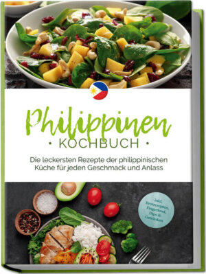 Philippinisches Kochbuch: Exotische, überraschende und einzigartig köstliche Schlemmervielfalt aus dem asiatischen Inselparadies Die Philippinen gelten hierzulande noch als Urlaubs-Geheimtipp und das gilt auch für die Landesküche. Doch unter den Foodies der Welt ist es längst kein Geheimnis mehr, dass sich auf den Inseln zahlreiche kulinarische Schätze heben lassen, und mit diesem Kochbuch begeben Sie sich ganz einfach auf Entdeckungstour! Die Philippinen zeichnen sich durch ausgeprägte landschaftliche Vielfalt aus und das spiegelt sich in der Küche wider: Kokospalmenreichtum im Süden, Fisch und Meeresfrüchte an der Küste, Traditionen indigener Bewohner und dazu internationale Einflüsse aus Malaysia, China, Spanien, Indonesien und USA - all das zusammen ergibt abwechslungsreiche Rezepte, die in sich jeweils ganz besondere Aromen verbinden. Ob saure Siningang-Suppe oder in Essig, Sojasauce und Knoblauch mariniertes Adobo-Fleisch, in diesem Buch entdecken Sie eine Riesenauswahl an authentisch-philippinischen Gerichten für jeden Geschmack und können sowohl für Fleisch- und Fischfans als auch für Veggies geschmackvoll auftischen. Vom Frühstück über Suppen, Snacks und Salate bis hin zu Hauptgerichten aller Art finden Sie Inspirationen für jeden Anlass und beim philippinischen Dessertreichtum kommen auch Süßschnäbel nicht zu kurz. Und die Zutaten? Kein Problem! Denn mit dem nützlichen Einkaufsführer im Vorwort finden Sie sich auch bei exotischen Zutaten zurecht und dank praktischer Tipps rund um Zubereitungsformen und Kochequipment klappen sowohl Einkauf als auch Kochabenteuer auf Anhieb. Frühstücks- und Brotkreationen: Genießen Sie Köstlichkeiten wie Knoblauchreis mit Spiegelei, Schokoladenreisbrei, philippinisches Muffinbrot oder philippinische Ensaymada-Brioche am Morgen oder zur Brotzeit. Suppen, Snacks & Salate: Geschmackvolle und zugleich leichte Leckereien wie grüner Mangosalat, saure Suppe mit Schweinefleisch, Bulalo-Rindermarkknochensuppe oder frittierte Kwek-Kwek-Wachteleier sind perfekt als kleine Mahlzeit oder Vorspeise. Deftiges mit Fisch & Fleisch: Tamarinden-Hühnchen, Bistek-Tagalog-Rindersteak, gefüllter Milchfisch oder gegrillter Fisch in Kokosmilch machen satt auf typisch philippinische Art. Vegetarisch-vegane Schlemmereien: In Auberginen-Omelette, Kürbis und Bohnen in Kokosmilch, Gemüsepuffern oder Bittermelone mit Ei präsentieren sich Gemüse & Co. auf erfrischend-exotische Weise. Kleine Genussmomente: Mit Desserts und Getränken wie Bibinka-Kokosnuss-Reiskuchen, Karamellpudding, Calamansi-Saft oder Barako-Kaffee gönnen Sie sich zwischendurch einen kulinarischen Urlaubsmoment im Alltag. Lassen Sie sich von diesem Kochbuch auf eine ganz besondere Inselreise entführen und entdecken Sie die Weiten der philippinischen Küchentradition. Zusätzliche Rezepte für Saucen, Cremes & Co. wie Mang-Tomas-Universalsauce, Garnelenpaste oder Essigdip ermöglichen Ihnen einen Extra-Touch Philippinen-Flair und runden Ihr Menü perfekt ab.