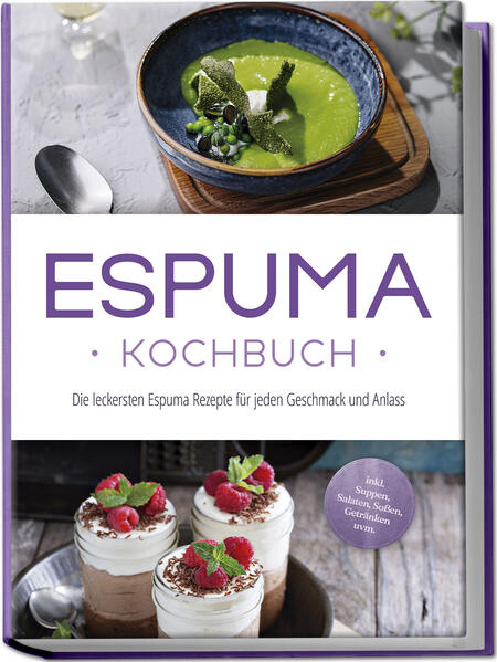 Espuma-Kochbuch: Kreative, raffinierte und vielfältige Schlemmereien für den ganz besonderen Schaumgenuss Ob Pistazien-Chantilly, Trüffelschaum oder Estragon-Espuma: Allein die Bezeichnung lässt von außergewöhnlichem Exquisit-Genuss träumen und das tatsächliche Geschmackserlebnis ist dann wahrlich keine Enttäuschung. Das Beste daran? Es klingt zwar raffiniert-kompliziert, ist aber ganz einfach - und mit diesem Rezeptbuch klappt’s kinderleicht zuhause. Espuma ist spanisch und lässt sich mit „Schaum“ übersetzen und nichts anderes ist es: die aufgeschäumte Serviervariante von Saucen, Suppen, Dips, Desserts und vielem mehr nach eine Idee des 3-Sterne-Kochs Ferran Adrià. Ob reizvoll platzierter Saucenklecks auf einem feinen Stück Fleisch, verführerische Mousse-Desserts oder einzigartig schaumig-cremige Drinks, als Espuma servierte Speisekompositionen bieten besonderen Essgenuss und sind gleichzeitig ein toller Hingucker. Dank unkompliziertem Espuma-Zubereiter sowie der Rezeptauswahl in diesem Buch können Sie auch am heimischen Abendbrottisch für Gourmetrestaurant-Feeling sorgen und von Dips, Saucen und Sahne-Chantillys über Cocktails, Shakes und Desserts bis hin zu feinen Süppchen und außergewöhnlichen Salaten mühelos verführerische Schaumkreationen auf den Teller zaubern. Auch Hauptgerichte mit Espuma-Abrundung als Geschmacksgeber kommen nicht zu kurz und für Fleischfans, Fischliebhaber, Veggies und Naschkatzen ist jede Menge Abwechslung geboten. Kompliziert? Ganz und gar nicht! Denn die sorgfältig erstellten Rezepte sorgen ganz einfach für die perfekte Konsistenz und dank präziser Anleitungen gelingt der Schaumzauber auch Anfängern auf Anhieb. Sündig-süße Verführung: Ob als Dessert oder zur Abrundung, mit Beeren-Creme, Schoko-Zimt-Espuma, Nutella-Chantilly oder Mohntarte mit Brombeer-Espuma schenken Sie Süßschnäbeln einzigartige Glücksmomente. Herzhaft-pikanter Genuss: Mousse á la Gorgonzola, Kartoffel-Espuma, Espuma mit Tomate-Basilikum oder Knoblauch-Chantilly sorgen für ganz besondere Raffinesse bei Tisch. Suppen & Salat: Mit Spargelschaumsuppe, kalter Gurkensuppe, Feldsalat auf Frischkäse-Espuma oder Thunfischsalat mit Wasabi-Espuma servieren Sie außergewöhnliche Vorspeisen, Beilagen oder leichte Mahlzeiten. Hauptgerichte mit Espuma: Hirschmedaillons auf Tsatsiki-Espuma, Chateaubriand mit cremigem Estragon-Espuma, Forelle auf Kürbis-Espuma oder Kartoffelsalat mit Trüffel-Espuma eignen sich perfekt für festliche Menüs. Drinks & Shakes: Gönnen Sie sich mit Bellini-Espuma, Waldmeisterschaum, Erdbeer-Milchshake oder Apfel-Mango-Mocktail eine ganz spezielle Genussauszeit. Mit diesem Kochbuch bringen Sie einen einzigartigen Twist in Ihre Speisen und haben sowohl für besondere Anlässe als auch für die schnelle Küche jederzeit etwas parat. Ob Sie mit einem Espuma-Zubereiter liebäugeln, bereits mit Schaum experimentieren oder gerne etwas völlig Neues entdecken wollen - hier finden Sie reichlich Inspiration.