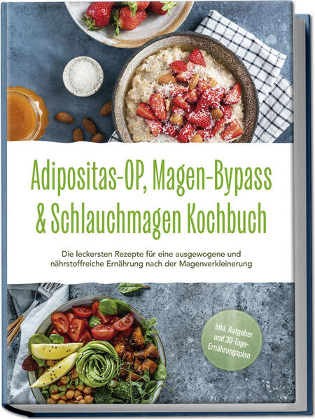 Adipositas-OP-Kochbuch: Mit ausgewogenen, gesunden und köstlichen Leckereien zu einer langfristigen und genussvollen Ernährungsumstellung Starkes Übergewicht macht Ihnen zu schaffen und das Abnehmen will einfach nicht gelingen? Deshalb spielen Sie mit dem Gedanken an eine Magen-OP? Oder ist ein bariatrischer Eingriff bereits geplant? Dann ist Ihre wichtigste Aufgabe die optimale Ernährungsumstellung - und mit diesem Buch wird’s ein genussvolles Kinderspiel! Ob Schlauchmagen, Bypass oder Magenband: Ein bariatrischer Eingriff gegen Adipositas ist nur der Startschuss in ein neues, schlankes Leben und der langfristige Erfolg hängt von Ihrer Ernährung ab. In diesem Buch finden Sie sowohl für Flüssig- und Umstellungsphase direkt nach der OP als auch für Ihre langfristige Umstellung eine Riesenauswahl an leckeren Rezepten, die optimal auf Ihre jeweiligen Bedürfnisse zugeschnitten sind und Ihnen dabei mit Geschmack, Abwechslung und besonderen Aromen die Veränderungen ganz einfach machen. Dabei kommen sowohl Fleischfreunde als auch Fischliebhaber und Veggies auf ihre Kosten - und ja: Selbst auf sündig-verlockende Dessertkreationen dürfen Sie sich auch in Zukunft noch freuen. Aufwendig? Keine Sorge! Die Rezepte gelingen dank einfacher Anleitungen auch ungeübten Köchen und wurden so konzipiert, dass die Zubereitung problemlos in Post-OP-Phase sowie stressigen Alltag integriert werden kann, zudem helfen Infos, Tipps & Tricks rund um OP, Vorbereitung und nachfolgende Phasen Ihnen, die Umstellungen reibungslos zu bewältigen. Frühstücke, Brote & Aufstriche: Mit Protein-French-Toast, Pfannkuchen mit Beeren-Quark-Füllung, Hokkaido-Milchbrot oder Marmelade ohne Zucker wird’s gesund, bekömmlich und lecker. Leichte Kleinigkeiten: Suppen, Snacks und Salate wie griechische schnelle Brokkolisuppe, Gemüse-Reis-Suppe mit Hähnchen, Quinoa-Salat-Bowl mit Hummus-Dressing oder Teriyaki-Tofu-Spieße mit Ananas und Paprika sind perfekt für den kleinen Hunger. Fleisch- & Fischgerichte: Süßkartoffelboote mit BBQ-Hähnchen und Tomatensalsa, Rinderfilet-Medaillons mit Rotwein-Schalotten-Reduktion, Lachs-Burger mit Avocado-Creme oder Thai-Kokos-Curry mit Garnelen und Zuckerschoten machen satt, ohne zu beschweren. Veggies-Leckereien: Rote-Bete-Risotto mit Ziegenkäse und Walnüssen, gebackene Auberginen-Röllchen mit Spinat und Ricotta, Tofu-Bowl oder Blumenkohl-Steaks mit Petersilienpesto liefern die volle Ladung Geschmack und Gesundheit. Süßes & Drinks: Mit Protein-Brownies, Grießpudding, Kokos-Protein-Shake mit Mandeln oder Heidelbeer-Smoothie gönnen Sie sich pure Genussmomente im Alltag. Lassen Sie sich von diesem Buch davon begeistern, wie einfach die Umstellung auf ausgewogene Ernährung sein kann, und entdecken Sie Genuss ohne Verzicht und Reue. Ob Sie sich auf die OP vorbereiten, bereits in der Nachphase sind oder sich grundsätzlich informieren möchten - hier finden Sie, was Sie brauchen!