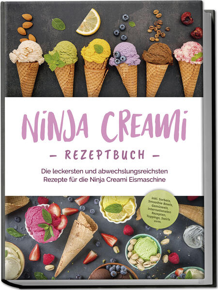 Ninja-Creami-Rezeptbuch: Köstliche, verlockende und außergewöhnliche Genuss-Vielfalt aus dem Küchenhelfer mit der Superkraft Sie träumen von herrlich cremiger Eiscreme ganz nach Ihrem Geschmack? Sie möchten Ihren Gästen Dessertkreationen der Extraklasse servieren? Oder Sie genießen einfach gerne nach Feierabend ein samtig-süßes Sorbet? Dann ist der Ninja Creami Ihr bester Verbündeter und mit diesem Buch holen Sie das Maximum aus ihm heraus! Perfekte Eiscreme, cremiges Gelato, erfrischendes Sorbet, Light-Eiscreme ganz ohne geschmackliche Abstriche oder herrliche Milchshakes: Wenn Sie all das gerne in hausgemacht genießen wollen, kommen Sie um den Ninja Creami nicht herum, und das Wundergerät liefert Ihnen noch viele weitere einzigartige Dessertgenüsse aus gefrorenen Zutaten. In dieser Rezeptsammlung entdecken Sie eine Riesenauswahl an köstlichen Kreationen, bei denen Naschkatzen das Wasser im Munde zusammenläuft, und das Beste daran? In den Leckereien ist nur genau das drin, was Sie wollen, und noch dazu wird Ihnen die Hauptarbeit vom Ninja Creami abgenommen. Dank spezieller Light- und Protein-Rezepte kommen auch gesundheitsbewusste Genießer auf ihre Kosten und mit Ideen für internationale Kreationen, Kindereiscreme oder Spezialitäten für besondere Anlässe finden Sie für jede Situation den optimalen Genuss und überraschen Familie, Freunde und Partygäste immer wieder aufs Neue. Kompliziert? Überhaupt nicht! Die einfachen Rezepte klappen auf Anhieb und mit nützlichen Profitipps rund um Zubehör, Verwendung und Zubereitungsmethoden holen Sie das Maximum aus dem Gerät heraus. Feine Basics: Zaubern Sie im Handumdrehen Klassiker wie Vanille-Eiscreme, Erdbeer-Sorbet, Smoothie-Bowl oder Vanille-Milchshake auf den Tisch. Milch- & Nusseis: Genießen Sie ganz einfach sahnig-cremige Köstlichkeiten wie Minze-Schokoladenchip-Eis, Karamelleis, Mandel-Krokant-Eis oder Erdnussbutter-Swirl-Eis. Frucht-, Gemüse- & Sorbet-Kreationen: Kirsch-Lavendel-Eis, Kürbis-Zimt-Eis, Limetten-Basilikum-Sorbet oder Granatapfel-Champagner-Sorbet sorgen für den fruchtigen Extra-Frischekick an heißen Sommertagen. Für Gesundheitsbewusste: Ob vegan, light oder proteinreich, mit Schokoladen-Avocado-Eis, Pistazieneis, light Erdbeer-Kefir-Eiscreme oder Matcha-Protein-Eis mit Kokosmilch bringen Sie vollen Geschmack und gutes Gewissen ganz einfach unter einen Hut. Hits für Kids: Fröhlich-bunte Ideen wie Regenbogen-Sprinkel-Eiscreme, Zauberfee-Eiscreme, Erdbeer-Bananen-Smoothie-Eiscreme oder Keksmonster-Eiscreme lassen Kinderaugen strahlen. Besondere Anlässe: Mit Rosenwasser-Safran-Eiscreme, Trüffel-Schokoladen-Eiscreme, Rosé-Champagner-Sorbet oder Schwarzwälder-Kirsch-Eiscreme haben Sie den perfekten Höhepunkt für exklusive Menüs parat. Mit diesem Buch genießen Sie ab sofort köstliche Eiskreationen selbstgemacht und entdecken ungewohnte, exotische und überraschende Geschmackskombinationen. Mit zusätzlichen Bonusrezepten für kalte Suppen, Smoothie-Bowls und Toppings wie Mochi-Eis, kalter Gurken-Dill-Suppe oder Schokoladen-Ganache mit Meersalz erweitern Sie Ihren kulinarischen Horizont und peppen Ihre Leckereien auf.