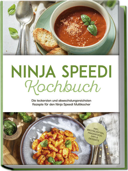 Ninja-Speedi-Kochbuch: Alltagstaugliche, abwechslungsreiche und unschlagbar leckere Turbo-Köstlichkeiten aus dem revolutionären Küchen-Allrounder Sie haben so richtig Lust auf Selbstgemachtes, aber für aufwändiges Kochen fehlt Ihnen die Zeit? Zudem ist Küchenkunst nicht gerade Ihre Stärke? Und vor allem wollen Sie bei Geschmack, Genuss und Vielfalt keine Abstriche machen? Dann schnappen Sie sich Ihren Ninja-Speedi und dieses Kochbuch und lassen Sie Ihre Schlemmerträume wahr werden! Dampfgaren, Heißluftfrittieren, Grillen, Backen, Anbraten, Slow Cooking oder auch die Express-Variante für 15-Minuten-Mahlzeiten: Das Küchenwunder Ninja-Speedi vereint in sich alle Fähigkeiten, die Sie für Genuss ohne Verzicht brauchen, und macht Ihnen das Kochen so leicht wie nie zuvor. Das Ganze geht zudem turboschnell, ohne Geschmackseinbußen und mit maximalem Nährstofferhalt - und dieses Buch präsentiert Ihnen eine Riesenauswahl an Schlemmereien, deren Zubereitung perfekt auf Ihren neuen Koch-Superstar zugeschnitten ist. Ob Veggie-Menü, deftiges Fleischgericht, feiner Fisch, frisches Brot, aromatische Suppen, knackige Salate, raffinierte Desserts oder vieles mehr, hier finden Sie reichlich Auswahl für jede Lebenslage und entdecken Gerichte, mit denen Sie im Handumdrehen die ganze Familie satt und glücklich machen. Und der Aufwand? Hält sich absolut in Grenzen! Denn der Ninja-Speedi nimmt Ihnen nicht nur Arbeit ab und spart Zeit, sondern dank zusätzlicher Tipps & Tricks rund um Reinigung, Programme und verschiedene Anwendungen holen Sie ganz einfach das Maximum aus Ihrem Küchenhelfer heraus. Blitz-Frühstück: Bananenbrot-Pfannkuchen, Apfel-Zimt-Haferbrei, eiweißreiches Tofu-Rührei oder Süßkartoffel-Avocado-Toasts versorgen auch am stressigen Morgen mit reichlich Energie. Klein & fein: Brote, Suppen und Salate wie Kichererbsensalat mit Tahini-Dressing, Tomaten-Basilikum-Suppe, Kartoffel-Lauch-Suppe oder Rosmarin-Oliven-Focaccia sind perfekt als Vorspeise oder kleine Mahlzeit. Satt mit Fisch und Fleisch: Bei Hähnchenbrust mit frischer Kräuterkruste, Rosmarin-Knoblauch-Lammkoteletts, Muscheln in Weißweinsud oder gegrilltem Lachsfilets mit Dill-Senf-Glasur wird’s herzhaft, deftig und geschmackvoll. Veggie-Schlemmereien: Vegetarisch-vegane Hauptgerichte wie bunte Gemüselasagne, Brokkoli-Cheddar-Quiche, herzhaftes Chili oder herbstliches Kürbis-Risotto locken im Nu die ganze Familie an den Tisch. Genuss pur: Mit Snacks und Desserts wie Mini-Pizzataschen, Käse-Paprika-Poppers, Ricotta-Kirsch-Tarte oder Schoko-Nuss-Brownies gönnen Sie sich Glücksmomente für zwischendurch. Dieses Kochbuch stellt in kürzester Zeit Ihre Küchenroutine auf den Kopf und ermöglicht Ihnen selbstgekochte, gesunde und köstliche Ernährung für den Alltag. Im Bonusteil finden Sie zudem einen optimal zusammengestellten Speedi-Meal-Wochenplan für die ganze Familie und versorgen sich und Ihre Lieben stressfrei mit Leckereien wie Spaghetti Bolognese, Hähnchen-Nuggets mit Gemüsereis oder Fischstäbchen mit Kartoffelpüree.