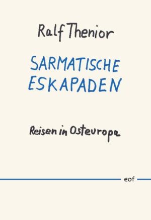 Mit neugierig zugewandter Aufmerksamkeit erkundet der Dichter Ralf Thenior osteuropäische Landschaften. Begegnungen, Orte, Persönlichkeiten bilden das Material der sarmatischen Eskapaden. In Geschichten und Begebenheiten zeigen sich andere Weltsichten und Wertesysteme, das Hörensagen spielt eine bedeutende Rolle, sprachliche Delirien irrlichtern durchs Bewusstsein und immer wieder tauchen unverhofft momentweise Sehnsuchtsorte auf.