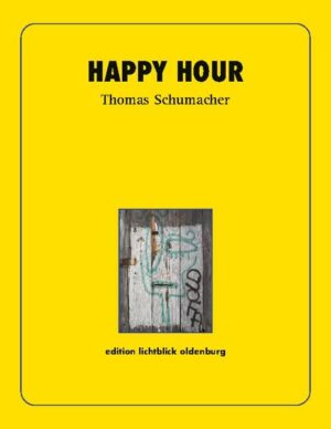 Happy hour Zeit für einen Cocktail? Bei Schmidt dehnen sich die frohen Stunden zu einem verzweifelten, Existenz bedrohenden Besäufnis aus. Erinnerungen aus seinem Leben und Assoziationen aus dem gesellschaftlichen Leben zerren Schmidt in eine Wirklichkeit, die er als zutiefst zerstörerisch empfindet. Die Erzählung ist illustriert mit Graffitis aus der ganzen Welt.