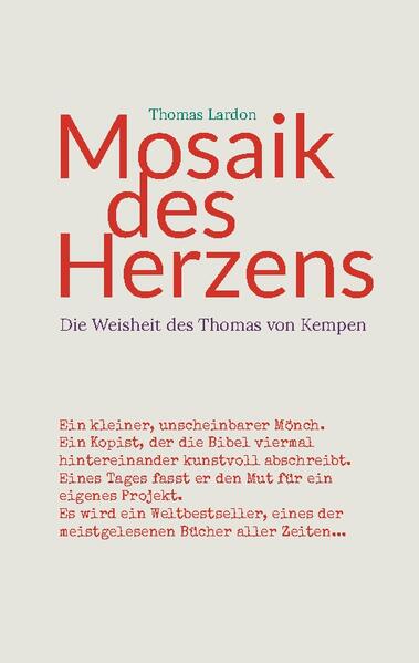 Ein kleiner, unscheinbarer Mönch. Ein Kopist, der die Bibel viermal hintereinander kunstvoll abschreibt. Eines Tages fasst er den Mut für ein eigenes Projekt. Es wird-neben der Bibel-zum meistgelesenen Buch aller Zeiten... Der Augustinermönch Thomas von Kempen entstammt einer niederrheinischen Handwerksfamilie. In den über 70 Jahren seines klösterlichen Lebens lernt er das Schweigen-und das Nachsinnen über die wichtigen Dinge des Lebens. Um 1420 beginnt er mit der Niederschrift von "De imitatione Christi", ein Werk, das Hunderte von Auflagen erlebt und in alle wichtigen Sprachen übersetzt worden ist. Hier liegt nun erstmals eine Übertragung von ausgewählten Texten in moderner Sprache vor-es sind Wahrheiten von ungeahnter Aktualität. Auch die Suche nach mystischen Erfahrungen findet hier Antworten.