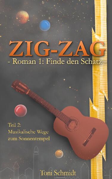 Überall Musik im Spiel, Zecuadors Vergangenheit, Zeitreisen - die Schatzsuche geht weiter. Unsere jungen Helden versuchen als die Zig-Zag Krieger an das Kartenteil im Sonnentempel zu gelangen. Der Weg dorthin birgt unzählige Gefahren und viele starke Gegner. Sie brauchen vier Schlüsselsteine, um den Sonnentempel zu öffnen. Doch von diesen fehlt jede Spur ... Unterstützen könnten hierbei nur noch die vier Schutzpatrone. Diese stecken jedoch selbst in großen Schwierigkeiten, da sie ein uralter Feind der Zig Zag Krieger bedroht, der sich langsam erhebt. Er bereitet Theo und seinen Freunden neben Major Pein viel Kopfzerbrechen. Während sie Zecuador durchkämmen, stehen die Zig-Zag Krieger mächtigen Wesen und mysteriösen Rätseln gegenüber. Als dann auch noch drei der Zig-Zag Krieger vergiftet werden und um ihr Leben zu ringen beginnen, ist das Chaos perfekt. Doch warum hüllt sich der Weise aus dem Lichttempel ausgerechnet jetzt in Schweigen? Kann Theo - trotz seiner Träume, die ihn immer mehr plagen - gemeinsam mit Katharina, Petro und ihrer neuen Freundin Tanja das Gegengift auftreiben? Oder werden die Zig-Zag Krieger scheitern und die Schatzsuche aufgeben müssen? Gerät das Gleichgewicht der Welt außer Kontrolle? Finde es heraus! FINDE DEN SCHATZ! Der abenteuerliche und magische Auftakt der ZIG-ZAG-Reihe: Teil 2 von 3 des Romans "Finde den Schatz"