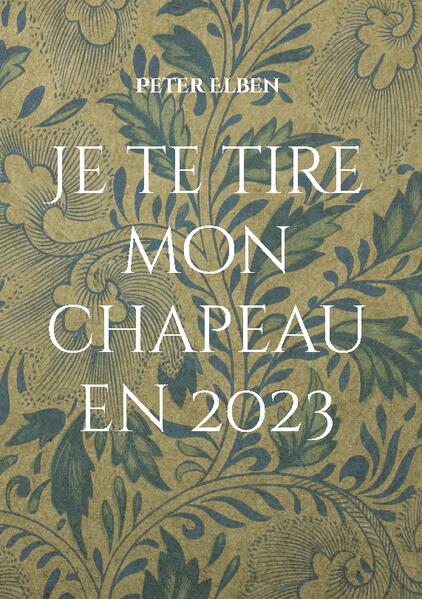 Je te tire mon cheapeau en 2023 ist ein Ausflug in eine Welt von Geschichten, welche gelebt, erlebt oder geträumt hat. Eine jede Geschichte enthält sowohl biographische, als auch fiktive Elemente und zeigt in skuriller Weise die Veränderung des Ganzen, die Veränderung von Teilen in einer Welt. wie wir sie kennen oder kannten. Verwirrend, sinnvoll, sinnlos. Es ist es Wert in eine Phantasie abzutauchen, welche die Welt ehrlich, teilweise überzogen, aber für den Autor prägant erfahren und gefühlt Auszüge aus seinem bisherigen Leben bühnenreif präsentiert. Sie fragen sich, warum ich in einem deutsch formulierten Buch meine einleitenden Gedanken auf französisch formuliere, so wie auch den Titel französisch den Inhalt des Buches zusammen fasst. Die Antwort ist einfacher als Sie vielleicht denken mögen. Ich spreche kein Französisch, doch neben der Schönheit und Ehrlichkeit der Sprache, finde ich es interessant und auch erleichternd, dass die Verwendung einer anderen Sprache den Interpretationsspielraum erweitert und die Interpretation einem jeden Leser selbst überlassen wird. Tauchen Sie ein in Teile meiner Welt. Vielleicht regen sie zum Nachdenken an, vielleicht auch zum Vergessen. Es bleibt Ihnen überlassen. Salú.