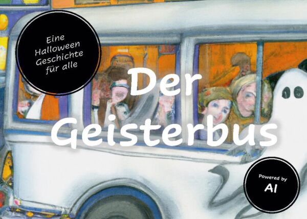 Tauche ein in die märchenhafte Welt von "Der Geisterbus", einer Halloween- Geschichte, die von KI mit einer vielfältigen Mischung von Illustrationsstilen erstellt wurde