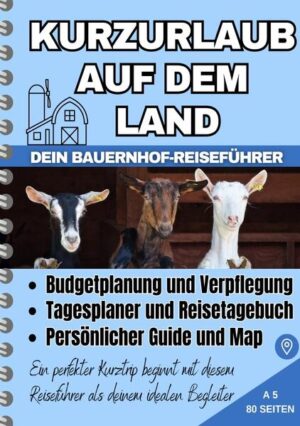 Mit dem "Reiseführer Kurzurlaub auf dem Land" bist du für jedes ländliche Abenteuer gerüstet. In nur drei Tagen entdeckst du die Highlights des Landlebens. Von der Planung bis zur Verpflegung – dieser Guide sorgt dafür, dass du das Optimum aus deinem Kurzurlaub auf dem Land holst. Tauche ein in die Idylle des Landlebens und sammle unvergessliche Eindrücke!