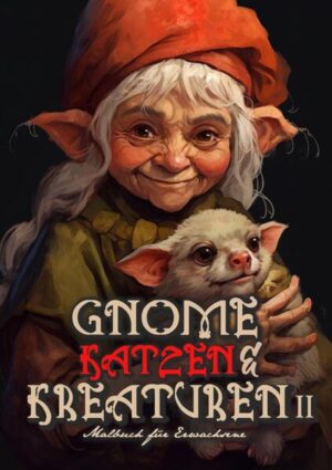 Gnome, Katzen & Kreaturen Malbuch für Erwachsene Teil 2 Ein lustiges Gnome Malbuch mit Katzen und komischen Kreaturen Das Malbuch beinhaltet 52 S. 22x22cm schwarze Rückseiten (kein durchdrücken, optimal zum aufhängen) Gnom- Frauen mit Weihnachtsmützen Gnom- Frauen mit Bärten Gnome mit Katzen Gnome mit Fantasy Kreaturen uvm. Das Graustufen Malbuch ist ein tolles Geschenk für alle Gnome und Fantasy Liebhaber