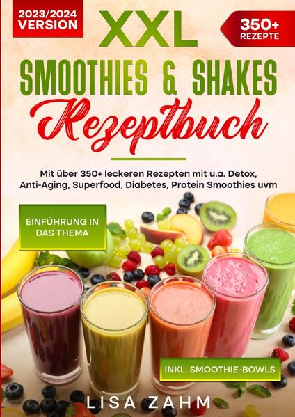 Dieses Smoothie-Kochbuch ist voll von köstlichen, leicht zuzubereitenden Rezepten! Mit über 350+ Rezepten zur Auswahl, finden Sie in diesem Kochbuch bestimmt das, wonach Sie suchen... Cremig, nährstoffreich, erfrischend - so sollte jeder Smoothie sein, oder? Smoothies sind super vielfältig, schnell zubereitet und man kann eine ganze Menge gesunder Zutaten einbauen. Aber wie fange ich an? Was muss rein? Wie stelle ich sicher, dass mein Smoothie nicht zu wässrig wird? Wie sollte das Verhältnis zwischen festen und flüssigen Zutaten sein? Dieser Ratgeber hilft Ihnen auf dem Weg zum perfekten Smoothie. Superfoods, Samen & Pulver Superfoods, Samen und Pulver eignen sich hervorragend, um Ihren Smoothie mit weiteren Antioxidantien und lebenswichtigen Nährstoffen anzureichern. Diese Zutaten verbessern auch den Geschmack und die Konsistenz des Smoothies. SUPERFOODS: Honig und Bienenpollen - Sowohl Bienenpollen als auch Honig sind starke „Superfoods“, die verschiedene Antioxidantien und Enzyme enthalten. Außerdem enthalten sie große Mengen an Proteinen, Mineralien und Vitaminen, die bei der Behandlung von Asthma, Arthritis, Allergien, Erkältungen und Grippe, Entzündungen, Verdauungsstörungen, Hautproblemen, Müdigkeit und Herz-Kreislauf-Problemen helfen können. Goji-Beeren - diese Beeren sind reich an Aminosäuren, Antioxidantien und einer Vielzahl von Vitaminen, die bei der Vorbeugung verschiedener Infektionen helfen, das Sehvermögen verbessern, die Hormonfunktionen regulieren und das Immunsystem stärken. (mehr Informationen finden Sie im Buch) Sie sind auf der Suche nach … ✅ 350+ leckere Smoothie-Rezepte (u.a. für Diät, Detox, Anti-Aging, Superfood, Diabetes, Protein uvm.) ✅ Einführung in das Thema ✅ Den richtigen Zutaten ✅ Inklusive Smoothie-Bowls Leckere Gerichte und gute Anhaltspunkte gefällig? Dann greifen Sie jetzt zu!