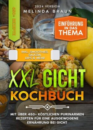 Dieses Gicht-Rezeptbuch ist voll von köstlichen, leicht zuzubereitenden Rezepten! Mit über 450+ Rezepten zur Auswahl, finden Sie in diesem Kochbuch bestimmt das, wonach Sie suchen... Gicht ist… …eine Art von Arthritis, die mit plötzlichen Schmerzen, Schwellungen und Entzündungen der Gelenke einhergeht. In den meisten Fällen ist der große Zeh von Gicht betroffen, aber auch andere Zehen, der Fuß, das Knie oder die Ferse können betroffen sein. Auch andere Körperteile können betroffen sein, aber das kommt seltener vor. Gichtsymptome oder "Anfälle" treten auf, wenn sich zu viel Harnsäure im Blut befindet. Harnsäure ist ein Abfallprodukt, das Ihr Körper auf natürliche Weise produziert. Sie wird auch bei der Verdauung bestimmter Nahrungsmittel gebildet. Wenn der Harnsäurespiegel zu hoch ist, können sich Harnsäurekristalle in den Gelenken ablagern. Dieser Prozess führt zu Schwellungen, Entzündungen und starken Schmerzen. Gichtanfälle treten in der Regel nachts auf und dauern 3-10 Tage. Bei den meisten Betroffenen treten diese Symptome auf, weil ihr Körper die überschüssige Harnsäure nicht effizient abtransportieren kann. Dadurch sammelt sich die Harnsäure an, kristallisiert aus und setzt sich in den Gelenken fest. (mehr Informationen finden Sie im Buch) Sie sind auf der Suche nach … ✅ 450+ leckere purinarme Rezepte (u.a. Frühstück, Hülsenfrüchte, Salate, Suppen, Snacks, Desserts uvm. .) ✅ Kurze Einführung in das Thema ✅ Den richtigen Zutaten zum Backen ✅ Inklusive Smoothies, Saucen, Marinaden & Dips Rezepte Leckere Gerichte und gute Anhaltspunkte gefällig? Dann greifen Sie jetzt zu!