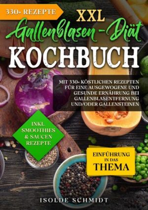 Dieses Gallenblase-Kochbuch ist voll von köstlichen, leicht zuzubereitenden Rezepten! Mit über 330+ Rezepten zur Auswahl, finden Sie in diesem Kochbuch bestimmt das, wonach Sie suchen... Zu den Problemen, die sich auf die Gallenblase auswirken können, gehören Gallensteine und Krebs. Eine gesunde Ernährung - z. B. eine pflanzliche Kost und viele Ballaststoffe - kann jedoch dazu beitragen, die Gallenblase gesund zu halten. Forschungen legen nahe, dass Menschen, die sich gesund ernähren, ein geringeres Risiko für Gallenblasenerkrankungen haben. Zu wissen, welche Lebensmittel man wählen und welche man meiden sollte, kann der Gallenblase helfen, gesund zu bleiben, insbesondere bei Menschen, die bereits Gallensteine oder andere Gallenblasenprobleme hatten. Es gibt keine spezielle Diät für eine gesunde Gallenblase, aber die Einhaltung einiger Richtlinien kann dazu beitragen, dass die Gallenblase gesund bleibt und gut funktioniert. In diesem Buch finden Sie einige Ernährungstipps zur Gesunderhaltung der Gallenblase. (mehr Informationen finden Sie im Buch) Sie sind auf der Suche nach … ✅ 330+ leckere Rezepte (u.a. für Frühstück, Fisch, Fleisch, Vegetarisch, Snacks, Desserts uvm.) ✅ Einführung in das Thema ✅ Den richtigen Zutaten ✅ Inklusive leckere Smoothies & Saucen-Rezepte Leckere Gerichte und gute Anhaltspunkte gefällig? Dann greifen Sie jetzt zu!