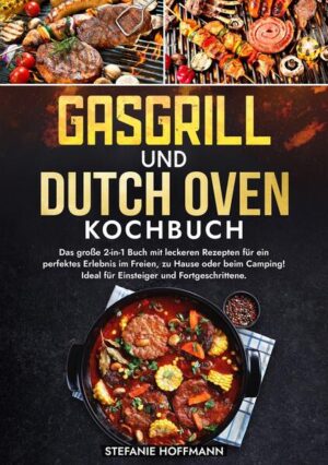 Entdecke die ultimative Kocherfahrung mit einem 2-in-1-Kochbuch, das sowohl die Kunst des Grillens mit einem Gasgrill als auch das Kochen mit einem Dutch Oven meisterhaft kombiniert. Dieses Kochbuch ist ideal für alle Outdoor-Kochbegeisterten, die die Vielseitigkeit beider Kochmethoden voll ausschöpfen möchten. Warum dieses Kochbuch wählen? Hier sind die Vorteile beider Kochmethoden: - Schnelles und präzises Grillen: Erlebe die Bequemlichkeit und Kontrolle eines Gasgrills mit schnellem Anzünden und präziser Temperaturregelung für perfekt gegrillte Gerichte. - Vielseitigkeit des Dutch Ovens: Nutze die robuste und vielseitige Art des Dutch Ovens für Schmoren, Braten, Backen und mehr - ideal für das Kochen im Freien. - Geringe Rauchentwicklung und intensiver Geschmack: Genieße das raucharme Kochen eines Gasgrills und die geschmacksintensivierende Wirkung des langsamen Garens im Dutch Oven. - Innovative Rezepte und einfache Anleitungen: Beide Kochtechniken bieten kreative Rezepte und leicht verständliche Anleitungen, die von Grillanfängern bis zu erfahrenen Outdoor-Köchen jedem zugänglich sind. Was bietet das Kochbuch? - Breite Auswahl an Rezepten: Von raffinierten Vorspeisen und Hauptgerichten bis hin zu verführerischen Desserts, sowohl auf dem Gasgrill zubereitet als auch im Dutch Oven gekocht. - Kreative und vielfältige Zubereitungsmethoden: Lerne neue Grill- und Kochtechniken kennen und erweitere Deinen kulinarischen Horizont mit abwechslungsreichen Geschmackskombinationen. - Praktische Tipps für beide Kochgeräte: Nutze die Tipps und Tricks, um das Beste aus Deinem Gasgrill und Dutch Oven herauszuholen. - Anpassungsfähige Rezepte für jede Gelegenheit: Egal, ob für eine große Grillparty oder ein gemütliches Essen im Freien, dieses Buch hat für jeden Anlass das passende Rezept. Dieses einzigartige 2-in-1-Kochbuch bietet Dir nicht nur eine Fülle von köstlichen Rezepten, sondern auch die Flexibilität, zwischen zwei beliebten Outdoor-Kochmethoden zu wählen. Hol es Dir jetzt und bringe Dein Kochen im Freien auf ein neues Level!