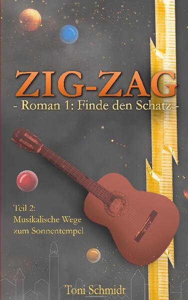 Überall Musik im Spiel, Zecuadors Vergangenheit, Zeitreisen - die Schatzsuche geht weiter. Unsere jungen Helden versuchen als die Zig-Zag Krieger an das Kartenteil im Sonnentempel zu gelangen. Der Weg dorthin birgt unzählige Gefahren und viele starke Gegner. Sie brauchen vier Schlüsselsteine, um den Sonnentempel zu öffnen. Doch von diesen fehlt jede Spur ... Unterstützen könnten hierbei nur noch die vier Schutzpatrone. Diese stecken jedoch selbst in großen Schwierigkeiten, da sie ein uralter Feind der Zig Zag Krieger bedroht, der sich langsam erhebt. Er bereitet Theo und seinen Freunden neben Major Pein viel Kopfzerbrechen. Während sie Zecuador durchkämmen, stehen die Zig-Zag Krieger mächtigen Wesen und mysteriösen Rätseln gegenüber. Als dann auch noch drei der Zig-Zag Krieger vergiftet werden und um ihr Leben zu ringen beginnen, ist das Chaos perfekt. Doch warum hüllt sich der Weise aus dem Lichttempel ausgerechnet jetzt in Schweigen? Kann Theo - trotz seiner Träume, die ihn immer mehr plagen - gemeinsam mit Katharina, Petro und ihrer neuen Freundin Tanja das Gegengift auftreiben? Oder werden die Zig-Zag Krieger scheitern und die Schatzsuche aufgeben müssen? Gerät das Gleichgewicht der Welt außer Kontrolle? Finde es heraus! FINDE DEN SCHATZ! Der abenteuerliche und magische Auftakt der ZIG-ZAG-Reihe: Teil 2 von 3 des Romans "Finde den Schatz"