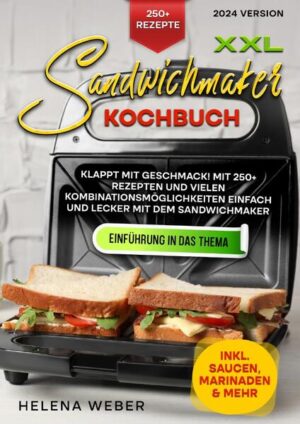 Dieses Sandwichmaker-Kochbuch ist voll von köstlichen, leicht zuzubereitenden Rezepten! Mit über 250+ Rezepten zur Auswahl, finden Sie in diesem Kochbuch bestimmt das, wonach Sie suchen... Um einen Sandwichmaker zu verwenden, schließen Sie ihn an, heizen Sie ihn vor, legen Sie Ihr Sandwich hinein und schließen Sie den Deckel. Garen Sie das Sandwich ein paar Minuten lang, bis es goldbraun und knusprig ist. Sandwichmaker sind ein praktisches Küchengerät, mit dem Sie schnell und einfach leckere Sandwiches zubereiten können. Ob Sie nun Lust auf einen klassischen gegrillten Käse oder ein Gourmet-Panini haben, der Sandwichmaker kann alles. Dank seiner einfachen Bedienung können Sie im Handumdrehen ein heißes und leckeres Sandwich zubereiten. In diesem Buch zeige ich Ihnen, wie Sie einen Sandwichmaker effektiv nutzen können, um die besten Ergebnisse zu erzielen. Vom Vorheizen bis zum Hinzufügen Ihrer Lieblingszutaten erklären wir Ihnen alle Schritte, die Sie befolgen müssen, um jedes Mal ein perfektes Sandwich zu erhalten. (mehr Informationen finden Sie im Buch) Sie sind auf der Suche nach … ✅ 250+ leckere Rezepte (u.a. für Fisch, Fleisch, Vegetarisch, Desserts uvm.) ✅ Einführung in das Thema ✅ Den richtigen Zutaten ✅ Inklusive leckere Saucen & Dips Rezepte Leckere Gerichte und gute Anhaltspunkte gefällig? Dann greifen Sie jetzt zu!