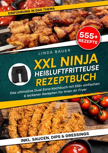 Dieses Ninja Foodi-Kochbuch ist voll von köstlichen, leicht zuzubereitenden Rezepten! Mit über 555+ Rezepten zur Auswahl, finden Sie in diesem Kochbuch bestimmt das, wonach Sie suchen... Die Ninja Foodi Dual Zone Heißluftfritteuse… …stellt einen bedeutenden Fortschritt im Bereich der Heimküche und gesundheitsbewussten kulinarischen Lösungen dar. Dieses innovative Gerät vereinfacht nicht nur den Kochprozess, sondern stellt auch eine gesündere Alternative zum traditionellen Frittieren dar. Die Ninja Foodi nutzt die fortschrittliche Technologie des Luftfrittierens und ermöglicht es dem Benutzer, seine Lieblingsspeisen mit einem Bruchteil des Fetts und der Kalorien zu genießen, die normalerweise mit dem Frittieren verbunden sind. Vorteile und Funktionen der Ninja Foodi Heißluftfritteuse Die Vorteile der Ninja Foodi Dual Zone Luftfritteuse sind vielfältig. Erstens bietet sie eine gesündere Alternative zum Frittieren, da sie den Ölverbrauch drastisch senkt, ohne dass der Geschmack oder die Konsistenz beeinträchtigt werden. Zweitens ermöglicht die Zwei-Zonen-Technologie das Garen von zwei verschiedenen Speisen bei zwei unterschiedlichen Temperaturen und Zeiten, was die Zubereitung von Mahlzeiten vereinfacht. Außerdem gibt das Luftfrittieren im Vergleich zum herkömmlichen Frittieren weniger Geruch und Hitze ab, wodurch Ihre Küche kühler bleibt und frisch riecht. (mehr Informationen finden Sie im Buch) Sie sind auf der Suche nach … ✅ 555+ leckeren Rezepten (u.a. Frühstück, Fleischgerichte, Fischgerichte, Suppen, Snacks, Salate, Vegetarisch uvm.) ✅ Einführung in das Thema ✅ Den richtigen Zutaten ✅ Inklusive Saucen, Dips & Dressing Rezepte Leckere Gerichte und gute Anhaltspunkte gefällig? Dann greifen Sie jetzt zu!