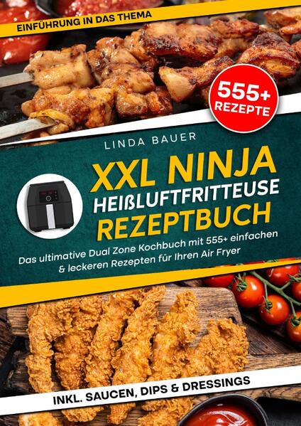 Dieses Ninja Foodi-Kochbuch ist voll von köstlichen, leicht zuzubereitenden Rezepten! Mit über 555+ Rezepten zur Auswahl, finden Sie in diesem Kochbuch bestimmt das, wonach Sie suchen... Die Ninja Foodi Dual Zone Heißluftfritteuse… …stellt einen bedeutenden Fortschritt im Bereich der Heimküche und gesundheitsbewussten kulinarischen Lösungen dar. Dieses innovative Gerät vereinfacht nicht nur den Kochprozess, sondern stellt auch eine gesündere Alternative zum traditionellen Frittieren dar. Die Ninja Foodi nutzt die fortschrittliche Technologie des Luftfrittierens und ermöglicht es dem Benutzer, seine Lieblingsspeisen mit einem Bruchteil des Fetts und der Kalorien zu genießen, die normalerweise mit dem Frittieren verbunden sind. Vorteile und Funktionen der Ninja Foodi Heißluftfritteuse Die Vorteile der Ninja Foodi Dual Zone Luftfritteuse sind vielfältig. Erstens bietet sie eine gesündere Alternative zum Frittieren, da sie den Ölverbrauch drastisch senkt, ohne dass der Geschmack oder die Konsistenz beeinträchtigt werden. Zweitens ermöglicht die Zwei-Zonen-Technologie das Garen von zwei verschiedenen Speisen bei zwei unterschiedlichen Temperaturen und Zeiten, was die Zubereitung von Mahlzeiten vereinfacht. Außerdem gibt das Luftfrittieren im Vergleich zum herkömmlichen Frittieren weniger Geruch und Hitze ab, wodurch Ihre Küche kühler bleibt und frisch riecht. (mehr Informationen finden Sie im Buch) Sie sind auf der Suche nach … ✅ 555+ leckeren Rezepten (u.a. Frühstück, Fleischgerichte, Fischgerichte, Suppen, Snacks, Salate, Vegetarisch uvm.) ✅ Einführung in das Thema ✅ Den richtigen Zutaten ✅ Inklusive Saucen, Dips & Dressing Rezepte Leckere Gerichte und gute Anhaltspunkte gefällig? Dann greifen Sie jetzt zu!