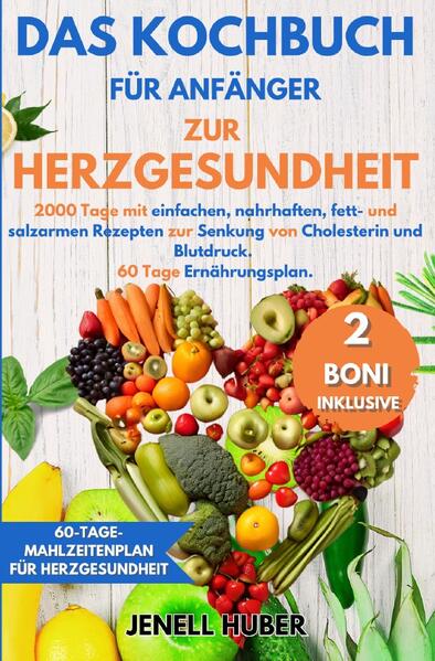 Stellen Sie sich eine Zukunft vor, in der Ihr Herz kräftig und regelmäßig schlägt, in der Cholesterin und Bluthochdruck keine Bedrohung mehr für Ihr Leben darstellen. Dies ist kein unerreichbarer Traum, sondern dank „Das Kochbuch für Anfänger zur Herzgesundheit“ zum Greifen nah. Dies ist nicht nur ein Kochbuch, es ist Ihr Schlüssel zu einem längeren und gesünderen Leben. Sind Sie es leid, dass man Ihnen sagt, was Sie NICHT essen dürfen? Dieses Buch richtet sich an alle, die wie Sie auf die Freuden des Essens verzichten und gleichzeitig auf ihr Herz achten wollen. 2000 Tage mit einfachen, schmackhaften und GESUNDEN Rezepten Sie müssen kein Sternekoch sein, um diese Rezepte nachzukochen: Sie wurden speziell für Anfänger entwickelt, so dass Sie sich keine Gedanken über komplizierte Techniken oder unerschwingliche Zutaten machen müssen. 60-Tage-Mahlzeitenplan - kein Stress, kein Zweifel Vergeuden Sie keine Zeit mehr mit der Planung Ihrer Mahlzeiten oder fragen Sie sich, ob Sie die richtige Wahl treffen. Wir begleiten Sie 60 Tage lang Tag für Tag mit einem umfassenden Ernährungsplan, der Ihnen helfen wird, Cholesterin und Blutdruck auf natürliche Weise zu senken. Dieses Buch ist für Sie, wenn: •Sie endlich die Kontrolle über Ihre Gesundheit übernehmen wollen, ohne auf die Freuden des Lebens verzichten zu müssen. •Sie haben genug von komplizierten Diäten und wünschen sich einfache, praktische Lösungen. •Sie einen Plan wollen, der Sie Schritt für Schritt zu einer optimalen Herzgesundheit führt. Warten Sie nicht darauf, ein weiterer Fall für die Statistik zu werden! „Das Kochbuch für Anfänger zur Herzgesundheit“ ist mehr als nur ein Buch: Es ist Ihr Leitfaden für eine Zukunft ohne Kompromisse zwischen Gesundheit und Genuss. Bestellen Sie jetzt und beginnen Sie Ihre Reise zu einem längeren, glücklicheren und gesünderen Leben.