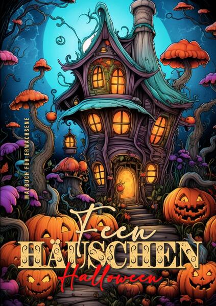 Feen Häuschen Halloween Malbuch für Erwachsene Zauberhafte kleine Feen Häuschen in Graustufen, mit Pilztürmchen und kleinen Treppchen, runden Fenstern diesmal im Halloween Fieber mit gruseligen Kürbissen, kleinen Geistern und schaurigen Schädeln. 54 Seiten A4 Feen Häuser in versch. Stilrichtungen Feen Häuschen mit Halloween Dekoration Kürbisse, Schädel und Geister Das Malbuch ist ein tolles Geschenk für alle Fantasy, Feen und Halloween Fans.