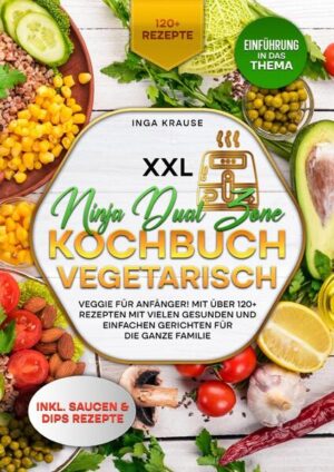 Dieses Heißluftfritteuse-Kochbuch ist voll von köstlichen, leicht zuzubereitenden Rezepten! Mit über 120+ Rezepten zur Auswahl, finden Sie in diesem Kochbuch bestimmt das, wonach Sie suchen... Die Ninja Foodi Dual Zone Heißluftfritteuse ist… …viel mehr als nur eine Luftfritteuse, denn sie ist ein Sechs-in-Eins-Gerät, mit dem Sie zusätzlich zum Frittieren auch knusprig braten, aufwärmen, dehydrieren und backen können. Ein weiterer Pluspunkt dieses Geräts ist, dass Sie mit den beiden Kochfunktionen auch komplexere Gerichte zubereiten können. Das Gerät kann so programmiert werden, dass ein Gericht in beiden Fächern gegart wird und bei Bedarf gleichzeitig serviert werden kann. Wenn Sie das Abendessen aufschieben müssen, halten Sie einfach alles im Gerät warm, bis Sie es brauchen. In Anbetracht des sperrigen Gesamtdesigns der Ninja Foodi Dual Zone Heißluftfritteuse sind die beiden Garabteile ziemlich klein. Trotzdem ist genug Platz für so ziemlich alles, solange Sie größeres Fleisch oder Gemüse in Scheiben schneiden oder hacken. Dank der Griffe an der Vorderseite jedes Fachs können Sie es vor dem Garen oder während des Garvorgangs fest und sicher anfassen, um den Fortschritt zu überwachen. Letzteres ist wichtig, da die Lebensmittel nicht sichtbar sind. Außerdem ist es eine gute Übung, die Zutaten zu verschieben, um ein gleichmäßiges Garen zu gewährleisten. Was ist eine vegetarische Ernährung? Bei der vegetarischen Ernährung wird auf den Verzehr von Fleisch, Fisch und Geflügel verzichtet. Menschen entscheiden sich oft aus religiösen oder persönlichen Gründen für eine vegetarische Ernährung, aber auch aus ethischen Gründen, z. B. wegen des Tierschutzes.   (mehr Informationen finden Sie im Buch) Sie sind auf der Suche nach … ✅ 120+ leckere Rezepte (u.a. für Frühstück, Salate, Suppen, Snacks, Desserts uvm.) ✅ Einführung in das Thema ✅ Den richtigen Zutaten ✅ Inklusive leckere Saucen & Dips Rezepte