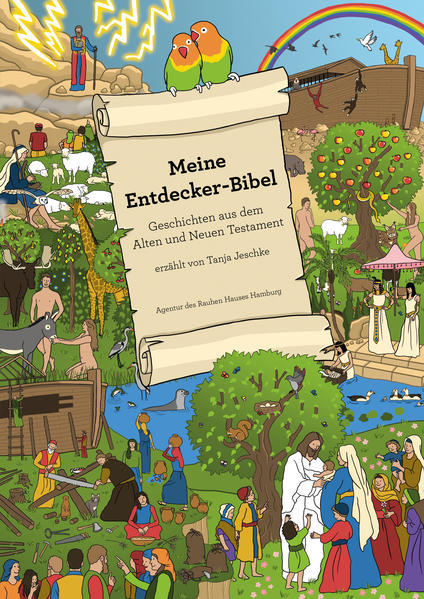 Hier wimmelt es nur so, und es gibt allerhand zu entdecken! Die schönsten und bekanntesten Bibelgeschichten in großen Farbabbildungen, in prägnanten Texten der bekannten Autorin Tanja Jeschke. Die Themen: Gott erschafft die Welt, Noah, Mose, David, Jona