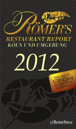 Römer's Restaurant Report immer in der Tasche: Die Ausgabe für das Jahr 2012 enthält einen Freischalt-Code für eine kostenlose iPhone-Version, eine sinnvolle Ergänzung zum Buch für unterwegs. Außerdem wieder dabei: die beliebte „VIP-Card“ für viele Extra-Leistungen beim Restaurantbesuch. Der bewährte objektive Führer zu den besten Restaurants in Köln, Bonn und Umgebung erscheint im 23. Jahr und ist für jeden unentbehrlich, der gerne gepflegt bei Tisch sitzt. Restaurant-Tester Joachim Römer hat zusammen mit seinem Team für die Ausgabe 2012 wieder zahlreiche Neuentdeckungen aufgespürt. Alle 200 Restaurants wurden erneut besucht, beschrieben und neu bewertet. Wie gewohnt ist die Handhabung des Restaurantführers praktisch und zweckmäßig: Jedes Restaurant wird auf einer ganzen Seite mit allen Daten, farbigen Abbildungen und prägnanten Texten vorgestellt. Die „Römerköpfe“ bewerten die Qualität des Restaurants und die „Normalzeche“ erlaubt einen Preisvergleich. Mehrere Register helfen bei der gezielten Suche nach einem bestimmten Angebot. Ein kleines Lexikon erläutert die wichtigsten Küchenbegriffe. Damit auch die Anfahrt problemlos gelingt, sind in den Umschlagseiten zwei Übersichtskarten enthalten - so steht einem gelungenen Restaurantbesuch mit gutem Essen nichts mehr im Wege!