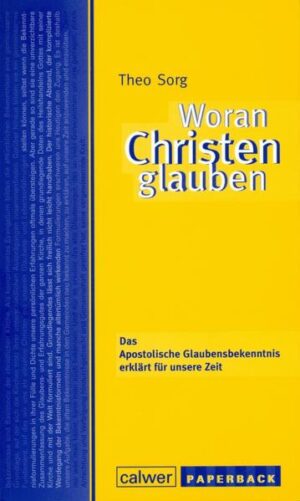 "Nur was man sich einmal eingeprägt hat, kann man im Ernstfall abrufen." Theo Sorg Der frühere württembergische Landesbischof Theo Sorg erklärt das Apostolische Glaubensbekenntnis für Menschen aller Generationen. Schöpfung, Jungfrauengeburt, Auferstehung und Wiederkunft Christi, Gemeinschaft der Heiligen und die weiteren oft schwer zu fassenden theologischen Begriffe nimmt er auf und erläutert sie allgemein verständlich. Er zeigt das Glaubensbekenntnis als Fundament, auf das wir uns als Christen stellen und so auch in den Dialog mit anderen Religionen und Lebenshaltungen eintreten können. Das Buch eignet sich bestens zur persönlichen Lektüre, aber auch zur Vorbereitung für Gemeindeseminare.