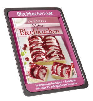 Die kleine Portion Blechkuchen Nur weil man nicht immer mehr als vier Gäste hat, braucht man auf den Kokosmilchkuchen, die leckeren Brownies oder die Pfirsichschnitten mit Schmand nicht mehr zu verzichten: Denn jetzt gibt es eine hochwertige Dr. Oetker Qualitätsbackform mit erstklassiger Antihaftbeschichtung im praktischen Format für nur 3-4 Portionen. Und die über 25 leckeren und gelingsicheren Rezepte des Buches sind auf die Größe des Backblechs abgestimmt. Genau das Richtige für den Kaffeeklatsch mit der besten Freundin oder den kleinen Hunger zwischendurch.