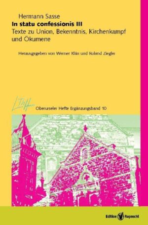 Die Beiträge dieses Bandes sind zwischen 1929 und 1944 entstanden und werden hier zum Teil erstmals veröffentlicht. In ihnen behandelt Hermann Sasse (1895-1976) Fragen nach konfessioneller Identität und Ökumene, dem Aufbau der Kirche und dem Verhältnis zwischen Kirche, Gesellschaft und Staat. Der 1933 zum außerordentlichen Professor für Kirchen- und Dogmengeschichte und Konfessionskunde an die Universität Erlangen berufene Sasse emigrierte 1949 nach Australien und wurde Professor am heutigen Australian Lutheran College. Durch seine Schriften behielt er Einfluss auf die lutherischen Kirchen Deutschlands und das nordamerikanische Luthertum.