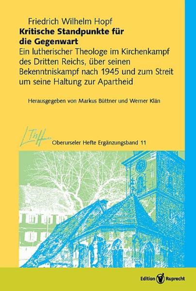 »Die Anwendung des Wortes Gottes auf die Verhältnisse dieser Zeit und Welt« war Friedrich Wilhelm Hopf (1910-1982) ein wesentliches Anliegen. Als Pfarrer, Berater des bayerischen Landesbischofs Hans Meiser in den 1930er und 1940er Jahren, später als Missionsdirektor der Mission evangelisch-lutherischer Freikirchen verfasste er zahlreiche Aufsätze und Beiträge. Dieses Buch enthält seine Schriften zu drei Themenkreisen: Der Kirchenkampf des »Dritten Reichs« im Gegenüber zur nationalsozialistischen Kirchenpolitik und Ideologie, die AuseinanderSetzung um den konfessionellen Charakter der lutherischen Landeskirchen nach ihrem Beitritt zur Evangelischen Kirche in Deutschland, und das kritische Eintreten gegen die menschenverachtende Politik der Apartheid in Südafrika.