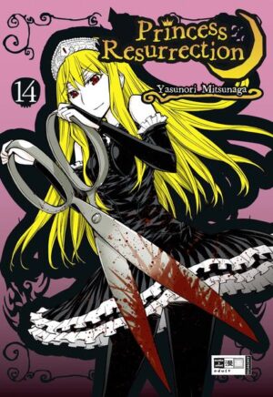 Kontrastreiches Gothic- Artwork, schaurige Monster und eine schöne Königstochter machen Princess Resurrection zur kultigen Manga- Geisterbahnfahrt! Nur eines der Königskinder kann am Ende überleben und so kämpfen sie erbittert um den Thron. Blutskrieger Hiro ist dabei immer an der Seite seiner geliebten Prinzessin Hime und muss so einiges einstecken! Band 14: Prinz Emil hat hoch gepokert… und verloren. Als Hime ihn besucht, liegt er bereits im Sterben. Mit allen Tricks hatte er versucht, als erster aus der Königsfamilie die Volljährigkeit zu erreichen. Inzwischen müssen die Prinzessinnen der Monster weiteres Unheil abwenden. Die kleine Meerjungfrau gilt es aus einer Tiefseehöhle zu retten. Seltsam nur, dass sie am Ende ihre Retter rettet…