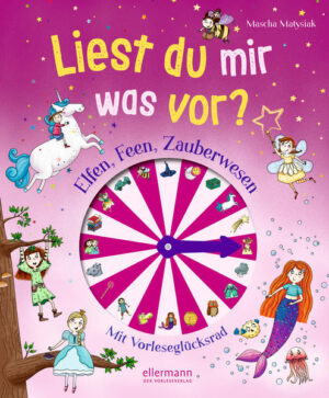 Zauberhafte Wünsch- dir- was- Geschichten. Ich wünsche mir magische Welten und verhexte Abenteuer von frechen Feen, mutigen Prinzessinnen und kleinen Elfen. Kurz, 20 Lieblingsgeschichten zum Wünschen, Drehen, Vorlesen. Einfach den beweglichen Zeiger auf dem Cover anschnipsen, das entsprechende Bildchen im Inhaltsverzeichnis suchen und die dazugehörige Geschichte vorlesen. „Liest du mir was vor? Elfen, Feen, Zauberwesen“, Band 3 der Reihe mit besonderem Dreh, ist Vorlesebuch und Spiel in einem und ideal für Kinder ab vier Jahren.